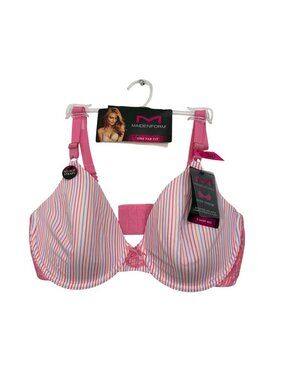 Maidenform One Fab Fit Extra Coverage T-Shirt Bra Size 36D Pink Stripe Comfort